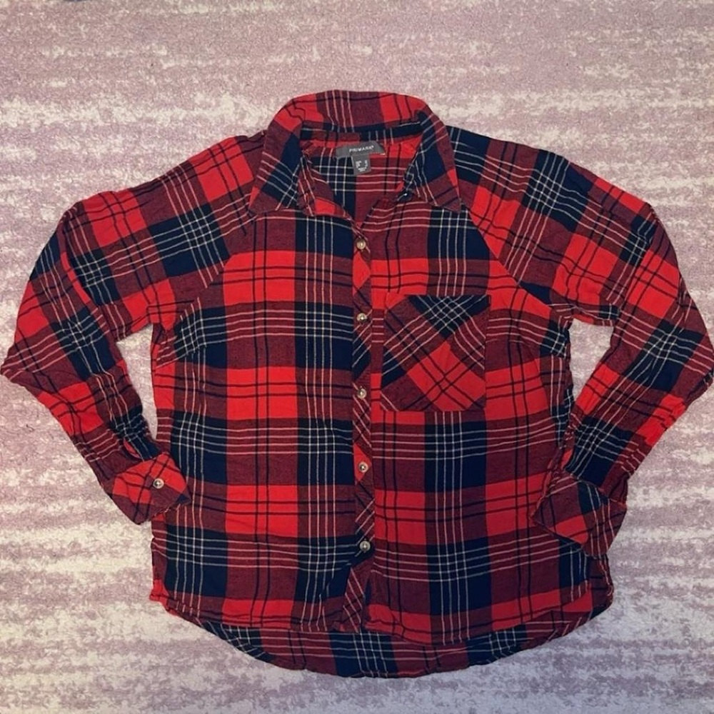 Primark Red and Black Plaid Kids Shirt